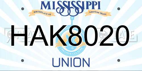 HAK8020 Mississippi License Plate