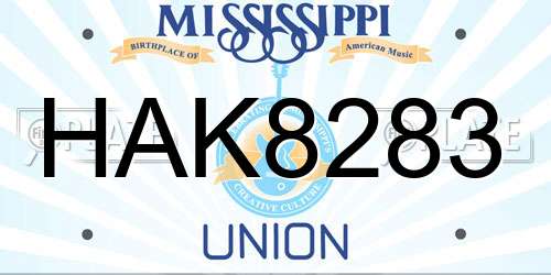 HAK8283 Mississippi License Plate