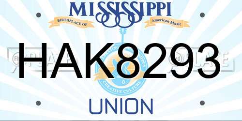 HAK8293 Mississippi License Plate