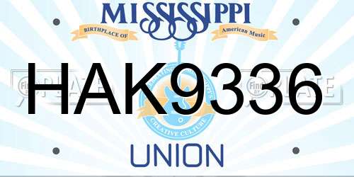 HAK9336 Mississippi License Plate