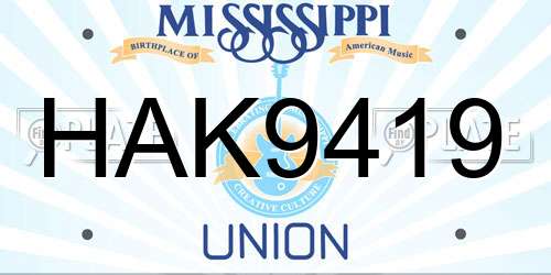 HAK9419 Mississippi License Plate