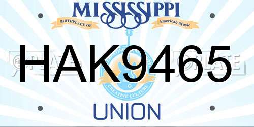 HAK9465 Mississippi License Plate