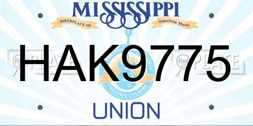 HAK9775 Mississippi License Plate