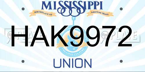 HAK9972 Mississippi License Plate