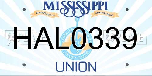 HAL0339 Mississippi License Plate