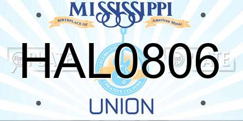 HAL0806 Mississippi License Plate