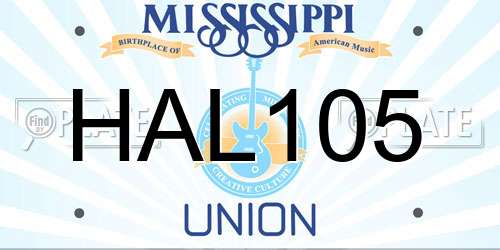 HAL105 Mississippi License Plate