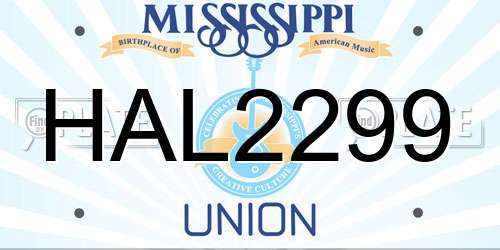 HAL2299 Mississippi License Plate