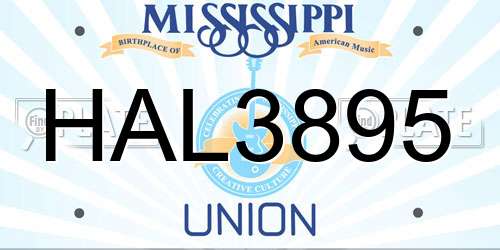 HAL3895 Mississippi License Plate