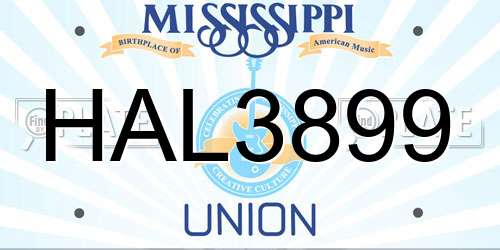 HAL3899 Mississippi License Plate