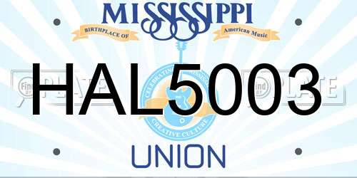 HAL5003 Mississippi License Plate