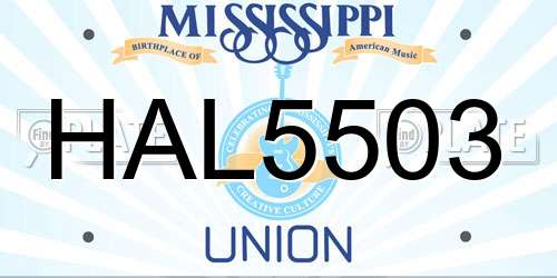 HAL5503 Mississippi License Plate
