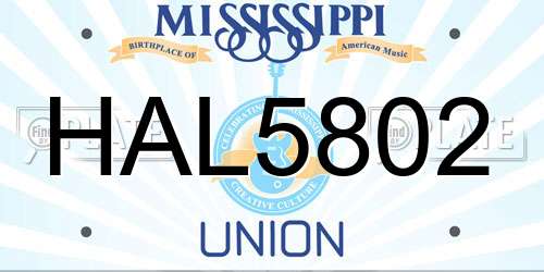 HAL5802 Mississippi License Plate