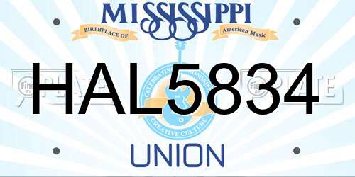HAL5834 Mississippi License Plate