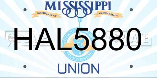 HAL5880 Mississippi License Plate