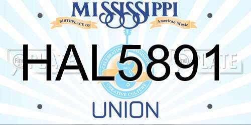 HAL5891 Mississippi License Plate