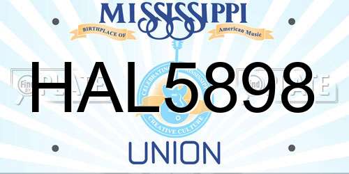 HAL5898 Mississippi License Plate