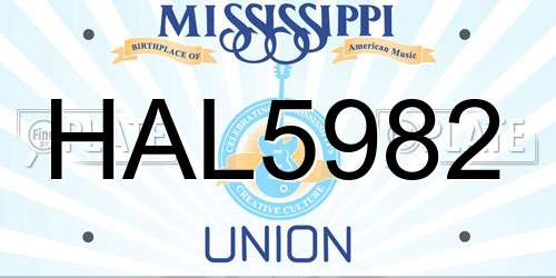 HAL5982 Mississippi License Plate