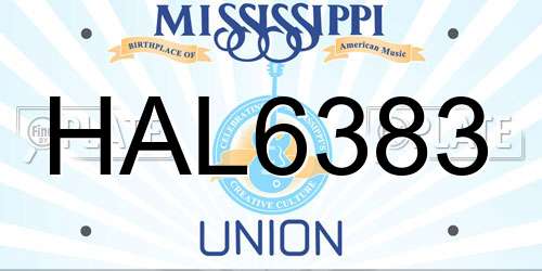 HAL6383 Mississippi License Plate