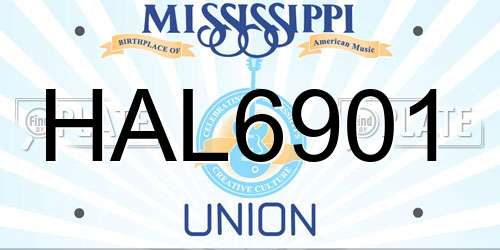 HAL6901 Mississippi License Plate