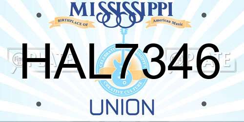 HAL7346 Mississippi License Plate