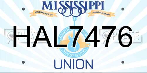 HAL7476 Mississippi License Plate