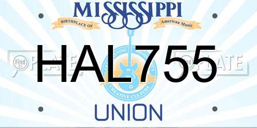 HAL755 Mississippi License Plate
