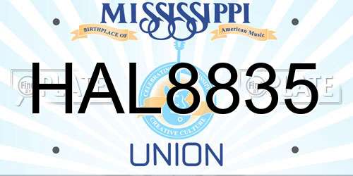 HAL8835 Mississippi License Plate