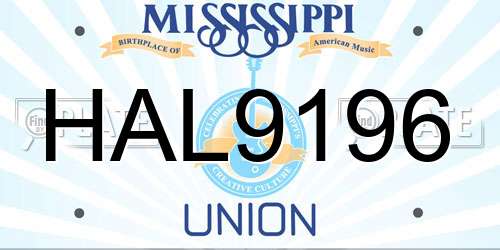 HAL9196 Mississippi License Plate