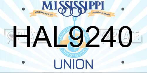 HAL9240 Mississippi License Plate