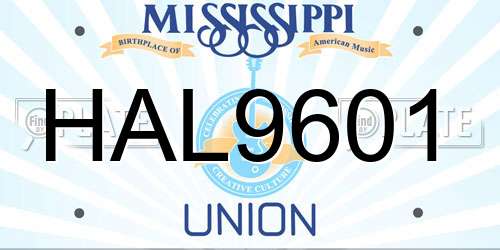 HAL9601 Mississippi License Plate