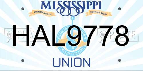 HAL9778 Mississippi License Plate