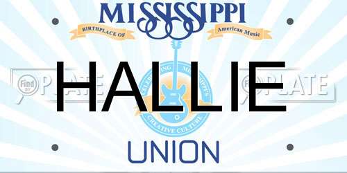HALLIE Mississippi License Plate