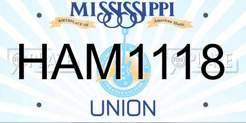 HAM1118 Mississippi License Plate