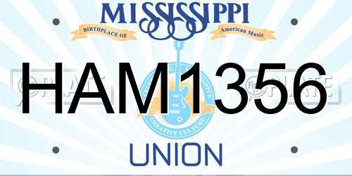 HAM1356 Mississippi License Plate