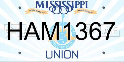 HAM1367 Mississippi License Plate