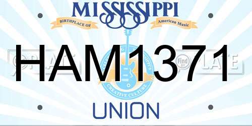 HAM1371 Mississippi License Plate