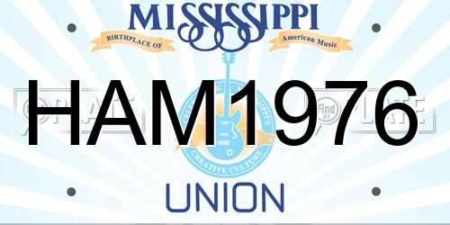 HAM1976 Mississippi License Plate