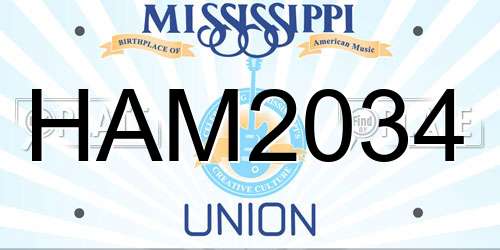 HAM2034 Mississippi License Plate