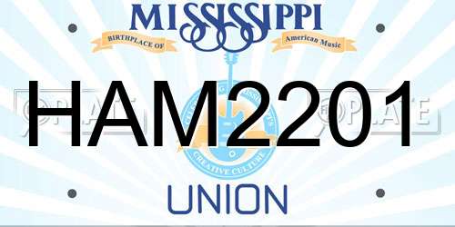 HAM2201 Mississippi License Plate
