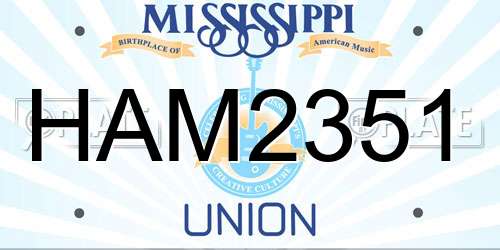 HAM2351 Mississippi License Plate