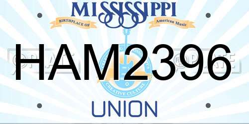HAM2396 Mississippi License Plate