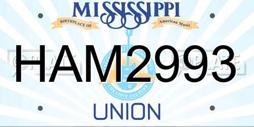 HAM2993 Mississippi License Plate