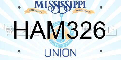 HAM326 Mississippi License Plate