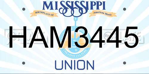 HAM3445 Mississippi License Plate