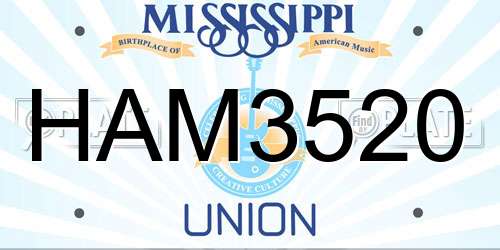 HAM3520 Mississippi License Plate