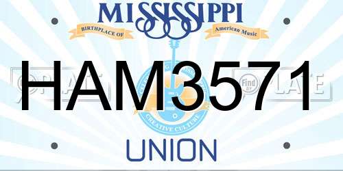 HAM3571 Mississippi License Plate