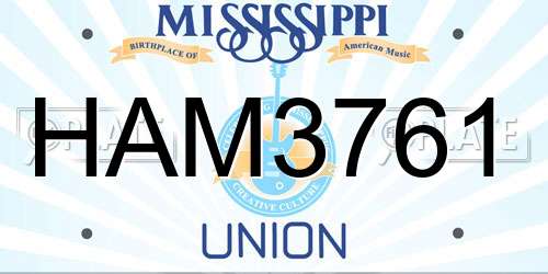 HAM3761 Mississippi License Plate
