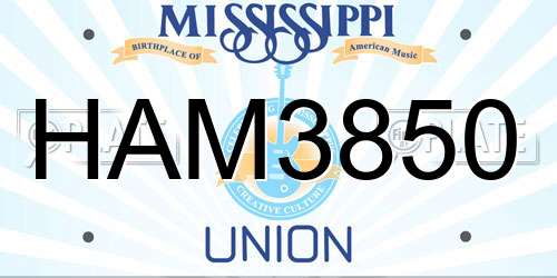 HAM3850 Mississippi License Plate