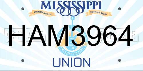 HAM3964 Mississippi License Plate